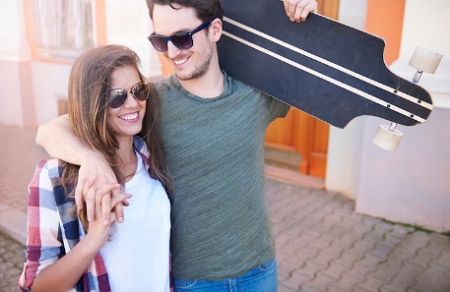 fun dating activities guy and girl skateboarding